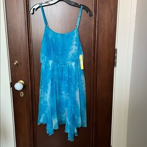 Alice + Olivia spaghetti strap blue silk dress, small, NWT